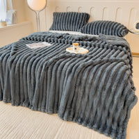 Thumbnail for Luxury Faux Fur Velvet Striped Blanket