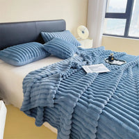 Thumbnail for Luxury Faux Fur Velvet Striped Blanket