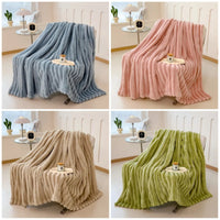 Thumbnail for Luxury Faux Fur Velvet Striped Blanket