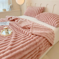 Thumbnail for Luxury Faux Fur Velvet Striped Blanket